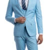 Sky Blue Solid Color 3 Piece Slim Fit Suit 1 Button Peak Lapel -Suit Gold Style Shop M255US SKYBLUE