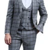 Green Slim Fit 3 Piece Suit Check Pattern