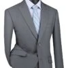 Medium Gray Modern Fit 2 Piece Suit Textured Solid With Peak Lapel -Suit Gold Style Shop M2TR GRAY