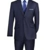 Navy Modern Fit 2 Piece Suit Textured Solid With Peak Lapel