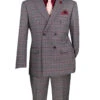 Charcoal Modern Fit Double Breasted Glen Plaid Peak Lapel 2 Piece Suit -Suit Gold Style Shop MDW 2 CHARCOAL