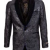 Empire Collection - Slim Fit Black Shawl Collar Sports Coat With Blue Trim -Suit Gold Style Shop ME 276H 2 s