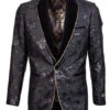 Empire Collection - Slim Fit Black Shawl Collar Sports Coat With Gold Trim -Suit Gold Style Shop ME 276H 3 s