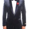 Empire Collection - Velvet Regular Fit Vintage Floral Blazer In Navy -Suit Gold Style Shop ME167 02