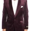 Empire Collection - Velvet Regular Fit Vintage Floral Blazer In Plum -Suit Gold Style Shop ME167 03s