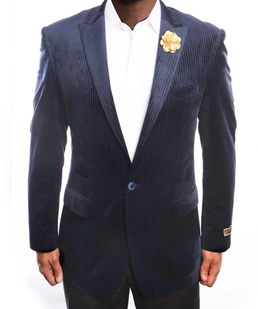 Empire Collection - Navy Velvet Stripe Sports Coat Modern Fit 3 Empire Collection - Navy Velvet Stripe Sports Coat Modern Fit