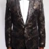Empire Collection - Regular Fit Black And Gold With Fancy Metallic Pattern Sports Coat -Suit Gold Style Shop ME171 01