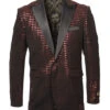 Empire Collection - Red Sequin Texture Design Sports Coat Slim Fit -Suit Gold Style Shop ME263H 03s