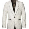 Empire Collection - White Floral Solid Pattern Sports Coat Slim Fit -Suit Gold Style Shop ME277H 01S