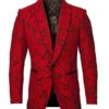 Empire Collection - Red Floral Solid Pattern Sports Coat Slim Fit