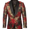 (L, XL, 2XL) Empire Collection - Red Floral Pattern Sports Coat Slim Fit -Suit Gold Style Shop ME278H 01s 8c5ec6d6 4d97 4e5c 897a fed88415c3af