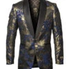 Empire Collection - Blue Floral Pattern Sports Coat Slim Fit -Suit Gold Style Shop ME278H 02s