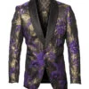 Empire Collection - Purple Floral Pattern Sports Coat Slim Fit -Suit Gold Style Shop ME278H 03s