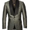 Empire Collection - Gold Paisley Pattern Shawl Collar Sports Coat Slim Fit -Suit Gold Style Shop ME280H 01s