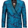 Empire Collection - Turquoise Slim Fit Dinner Jacket Double Breasted Blazer 2 Empire Collection - Turquoise Slim Fit Dinner Jacket Double Breasted Blazer -Suit Gold Style Shop ME316H 01 S