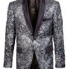 Empire Collection - Slim Fit Formal Dinner Show Blazer In Silver/Black -Suit Gold Style Shop ME319H 02 S