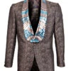 Empire Collection - Brown Slim Fit Satin Shawl Lapel Sports Coat Limited Edition -Suit Gold Style Shop ME321H 02