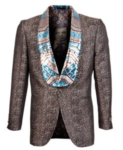 Empire Collection - Brown Slim Fit Satin Shawl Lapel Sports Coat Limited Edition