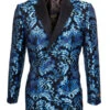 Empire Collection - Slim Fit Turquoise Paisley Pattern Double Breasted Blazer -Suit Gold Style Shop ME328H 01 S