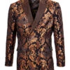 Empire Collection - Slim Fit Rust Paisley Pattern Double Breasted Blazer -Suit Gold Style Shop ME328H 2 S
