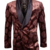 Empire Collection - Slim Fit Rust Floral Pattern Double Breasted Blazer -Suit Gold Style Shop ME331H 03 S