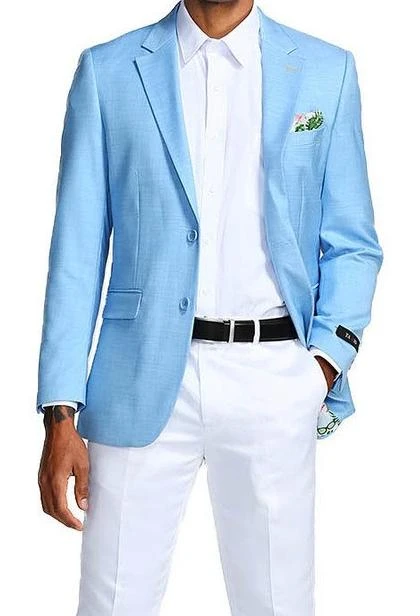 Slim Fit Blazer 2 Button In Solid Sky Blue 3 Slim Fit Blazer 2 Button In Solid Sky Blue