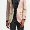 Slim Fit Shine Blazer 1 Button With Satin Peak Lapel In Rose -Suit Gold Style Shop MJ286S rose