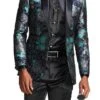 Slim Fit Floral Pattern Blazer Satin Shawl Collar With Bow Tie In Turquoise 2 Slim Fit Floral Pattern Blazer Satin Shawl Collar With Bow Tie In Turquoise -Suit Gold Style Shop MJ290S 01 4 17878.1551210642