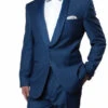 Blue Slim Fit Tuxedo With Satin Shawl Lapel 1 Button -Suit Gold Style Shop MT146S 05blue