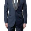 Navy Slim Fit 2 Piece Tuxedo With Satin Shawl Lapel -Suit Gold Style Shop MT146S 4 1