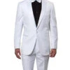 Slim Fit 2 Piece White Tuxedo With White Satin Peak Lapel -Suit Gold Style Shop MT182S 02 BL 92031.1542827281