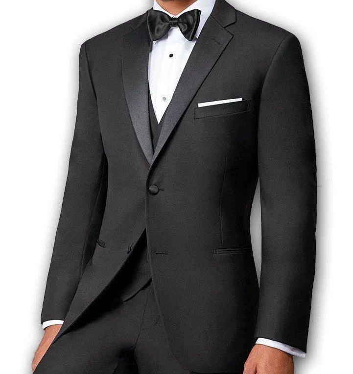 Regular Fit Black 2 Piece Tuxedo With Satin Lapel 3 Regular Fit Black 2 Piece Tuxedo With Satin Lapel