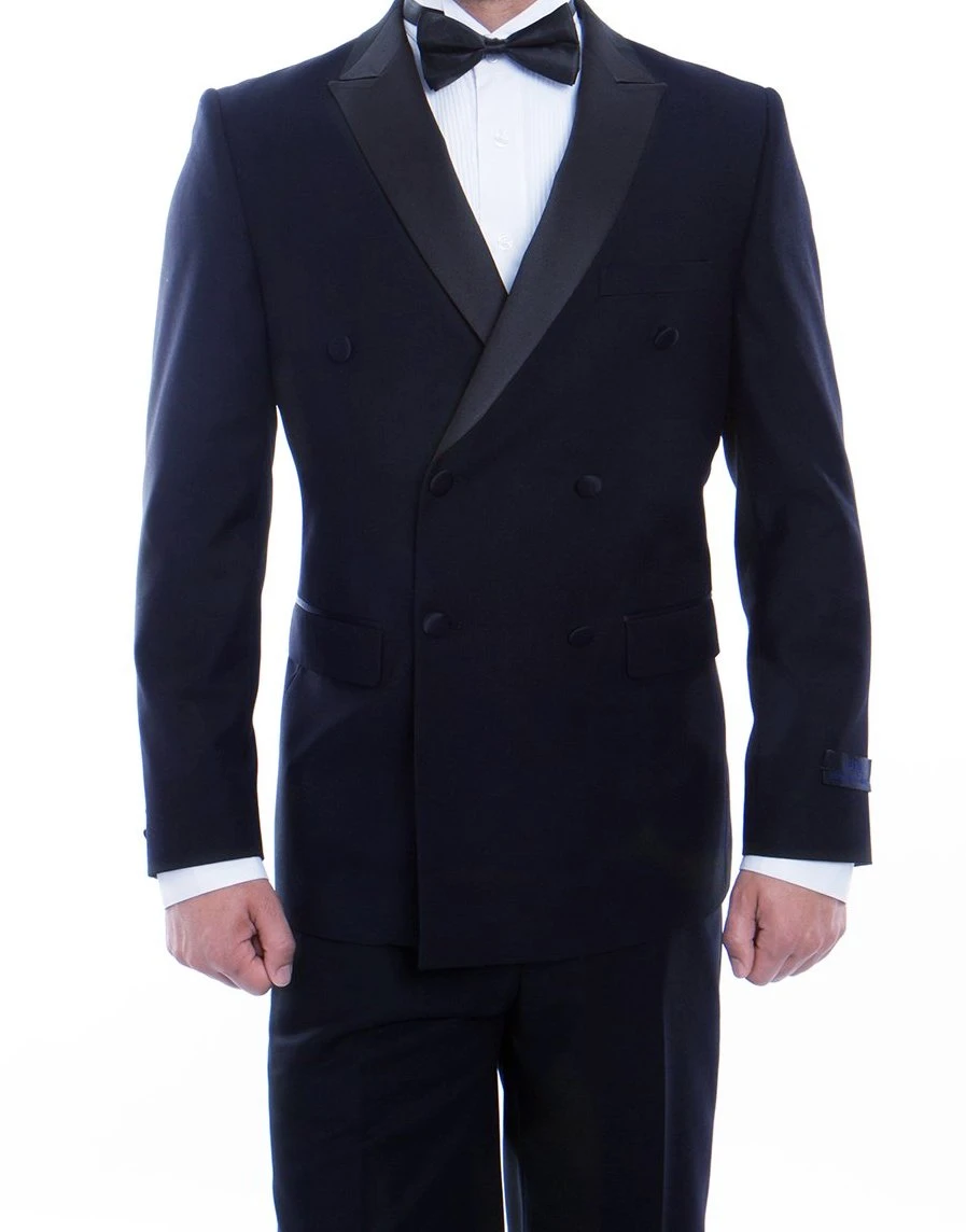 Double Breasted Slim Fit Tuxedo Navy With Black Satin Peak Lapel 3 Double Breasted Slim Fit Tuxedo Navy With Black Satin Peak Lapel