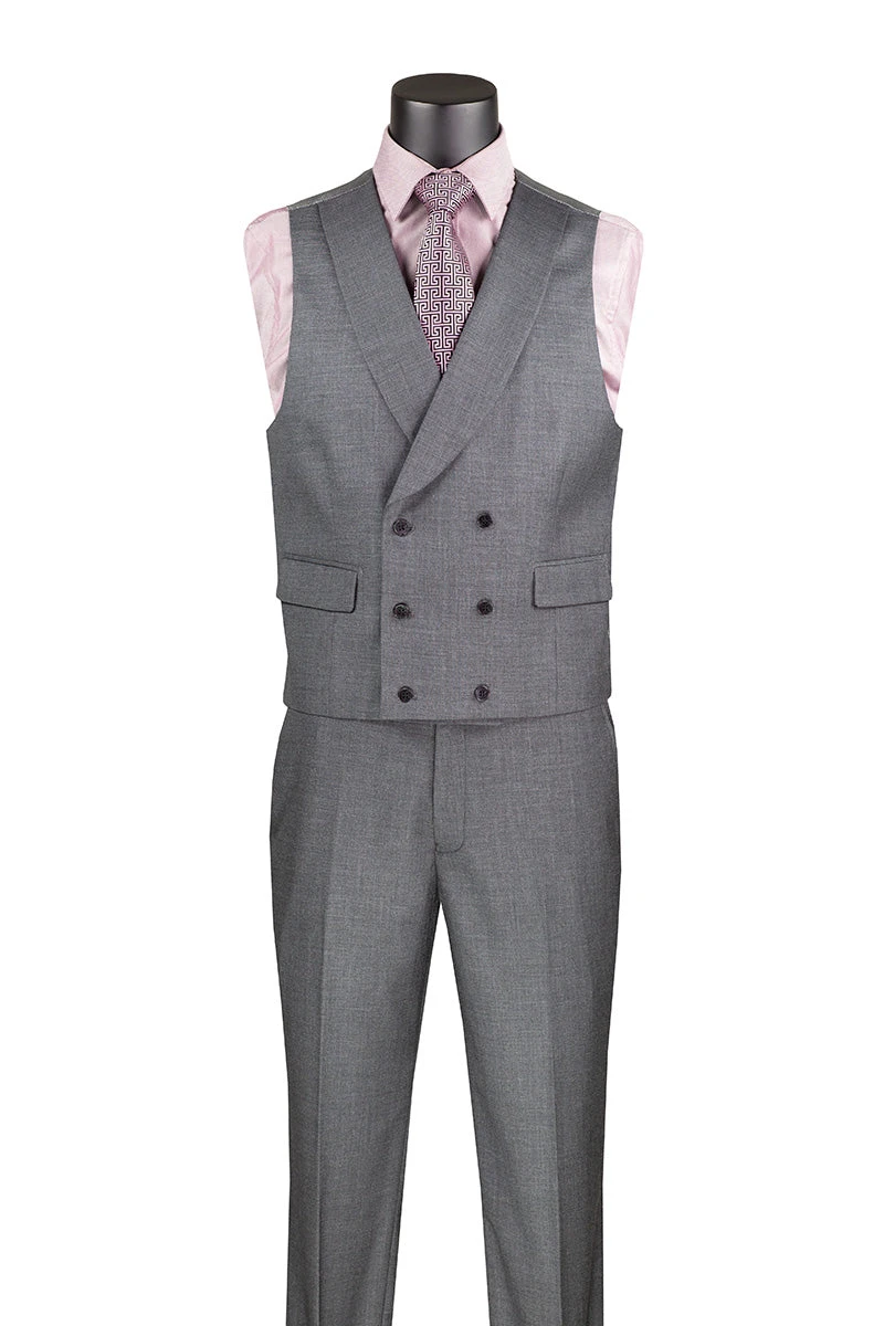 Charcoal Modern Fit 3 Piece Suit With Vest And Adjustable Waist Band Pants 4 Charcoal Modern Fit 3 Piece Suit With Vest And Adjustable Waist Band Pants - Image 2