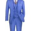French Blue Modern Fit 3 Piece Suit With Vest And Adjustable Waist Band Pants -Suit Gold Style Shop MV2K 2 FRENCH BLUE 2 JPG