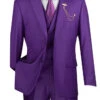 Purple Modern Fit 3 Piece Suit With Vest And Elastic Waist Band Pants -Suit Gold Style Shop MV2TR PURPLE