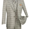 Tuscany Collection - Modern Fit Windowpane Suit 3 Piece In Putty -Suit Gold Style Shop MV2W 2 PUTTY JPG 800x1200 1