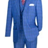 Tuscany Collection - Modern Fit Windowpane Suit 3 Piece In Royal Blue 1 Tuscany Collection - Modern Fit Windowpane Suit 3 Piece In Royal Blue -Suit Gold Style Shop MV2W 2 ROYAL