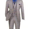Blue Modern Fit Windowpane Peak Lapel 3 Piece Suit 2 Blue Modern Fit Windowpane Peak Lapel 3 Piece Suit -Suit Gold Style Shop MV2W 3 BLUE JPG WEB 1