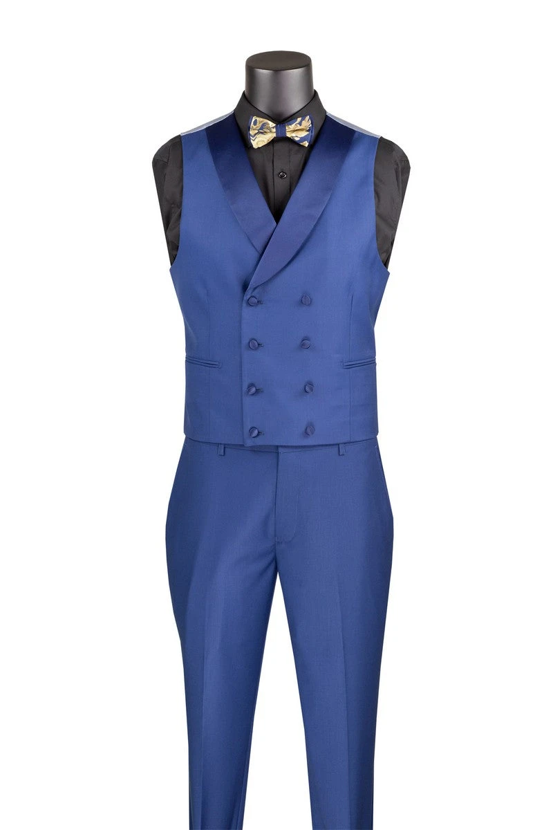 Navy Gold Modern Fit 3 Piece Suit With Matching Bow Tie 4 Navy Gold Modern Fit 3 Piece Suit With Matching Bow Tie - Image 2