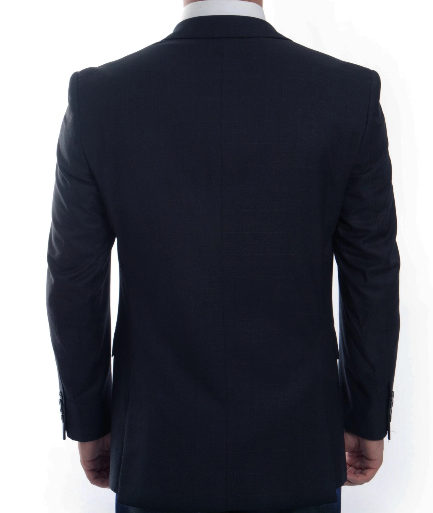 Modern Fit 3 Piece Fine Wool Suit Windowpane Navy 4 Modern Fit 3 Piece Fine Wool Suit Windowpane Navy - Image 2