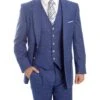Modern Fit 3 Piece Fine Wool Suit Windowpane Blue 2 Modern Fit 3 Piece Fine Wool Suit Windowpane Blue -Suit Gold Style Shop MW245 blue