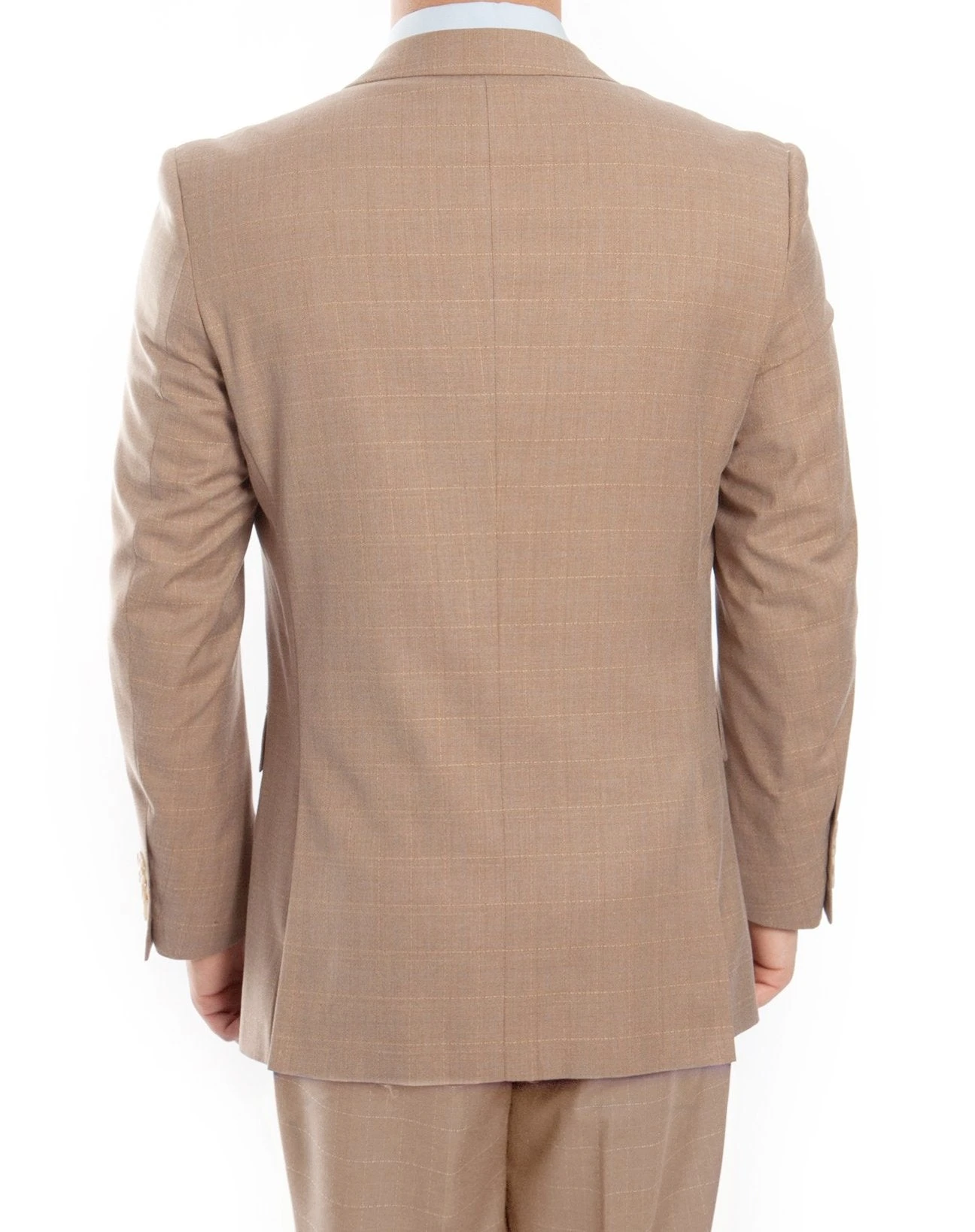 Modern Fit 3 Piece Fine Wool Suit Windowpane Tan 4 Modern Fit 3 Piece Fine Wool Suit Windowpane Tan - Image 2