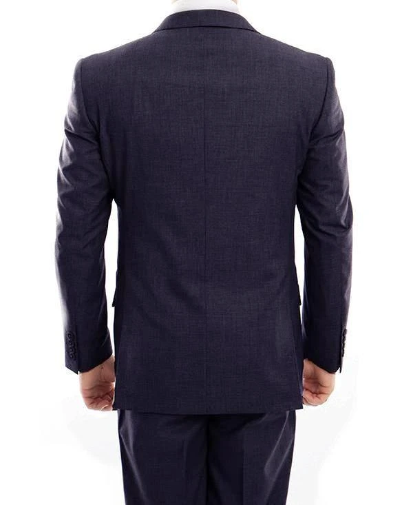 Arezzo Collection - 100% Wool Suit Modern Fit Italian Style 2 Piece In Navy 4 Arezzo Collection - 100% Wool Suit Modern Fit Italian Style 2 Piece In Navy - Image 2