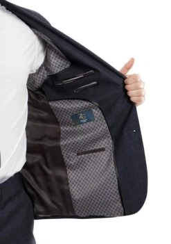 Arezzo Collection - 100% Wool Suit Modern Fit Italian Style 2 Piece In Navy 7 Arezzo Collection - 100% Wool Suit Modern Fit Italian Style 2 Piece In Navy -Suit Gold Style Shop MW246 03 Open