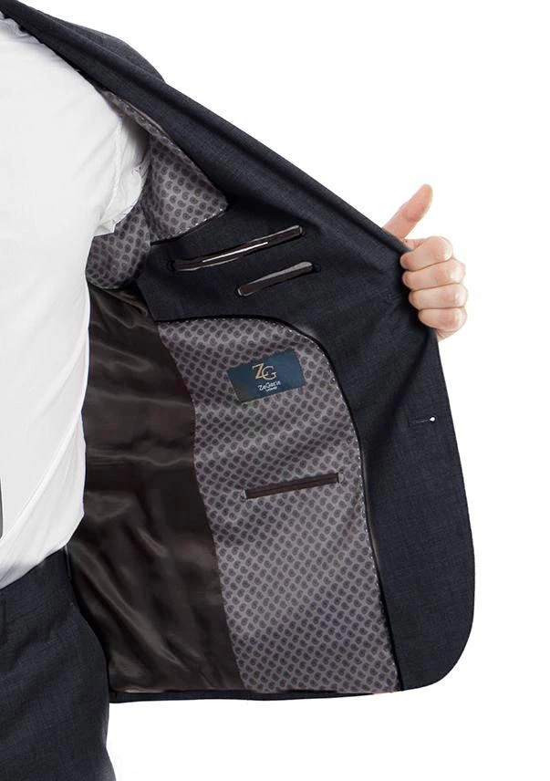 Arezzo Collection - 100% Wool Suit Modern Fit Italian Style 2 Piece In Navy 5 Arezzo Collection - 100% Wool Suit Modern Fit Italian Style 2 Piece In Navy - Image 3