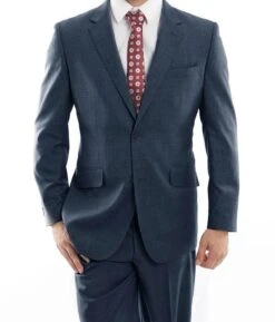 Front Page 31 (46R) Arezzo Collection - 100% Wool Suit Modern Fit Italian Style 2 Piece In Indigo