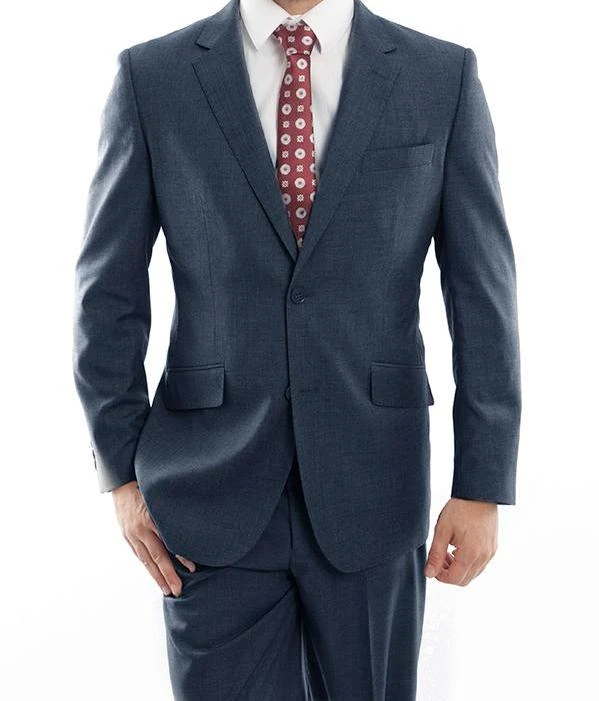 (46R) Arezzo Collection - 100% Wool Suit Modern Fit Italian Style 2 Piece In Indigo 3 (46R) Arezzo Collection - 100% Wool Suit Modern Fit Italian Style 2 Piece In Indigo