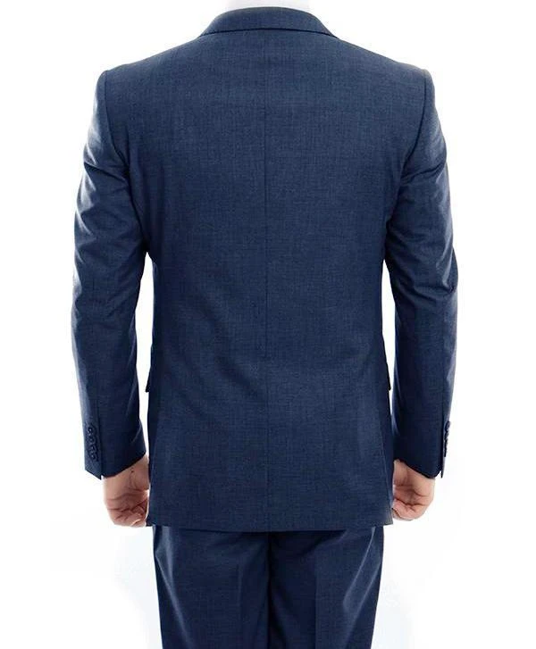 (46R) Arezzo Collection - 100% Wool Suit Modern Fit Italian Style 2 Piece In Indigo 4 (46R) Arezzo Collection - 100% Wool Suit Modern Fit Italian Style 2 Piece In Indigo - Image 2