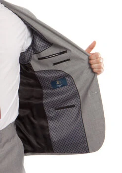 Arezzo Collection - 100% Wool Suit Modern Fit Italian Style 2 Piece In Gray -Suit Gold Style Shop MW246 05 Open